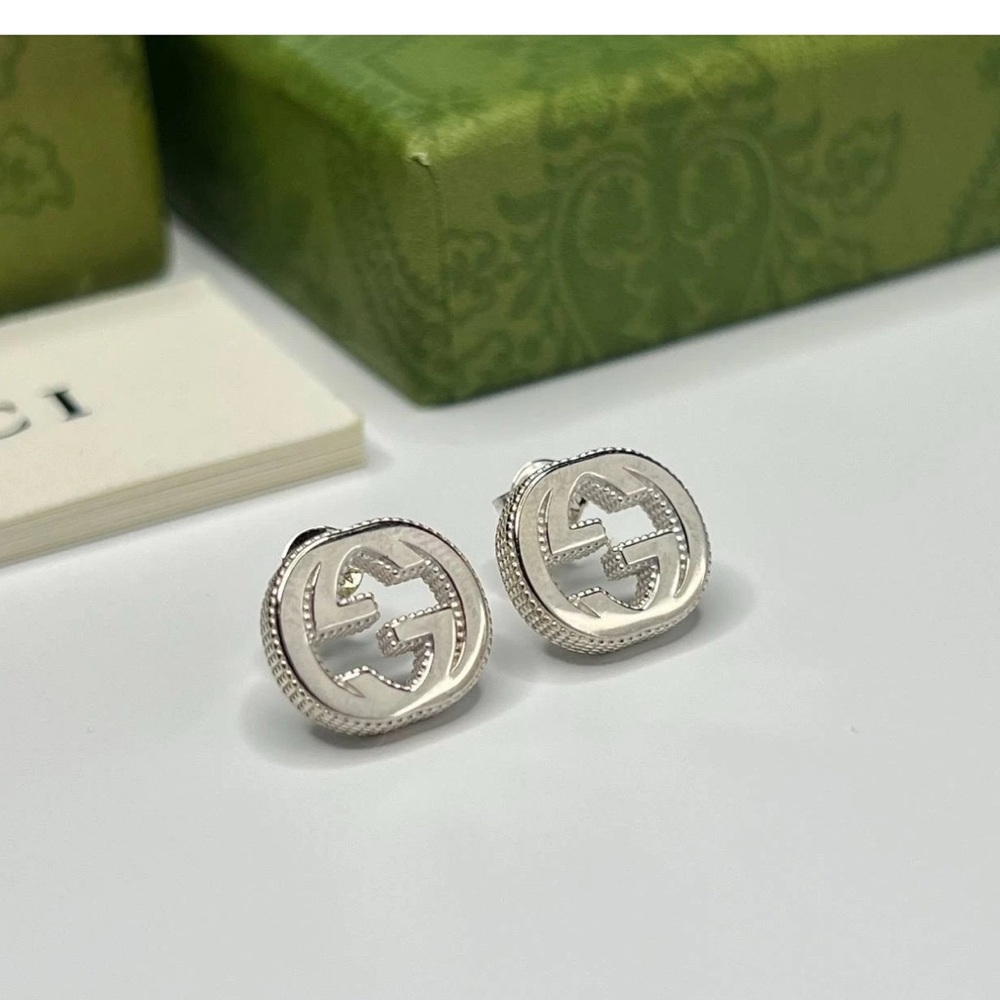 Gucci Sterling Silver G Interlocking Stud Earring… - image 2